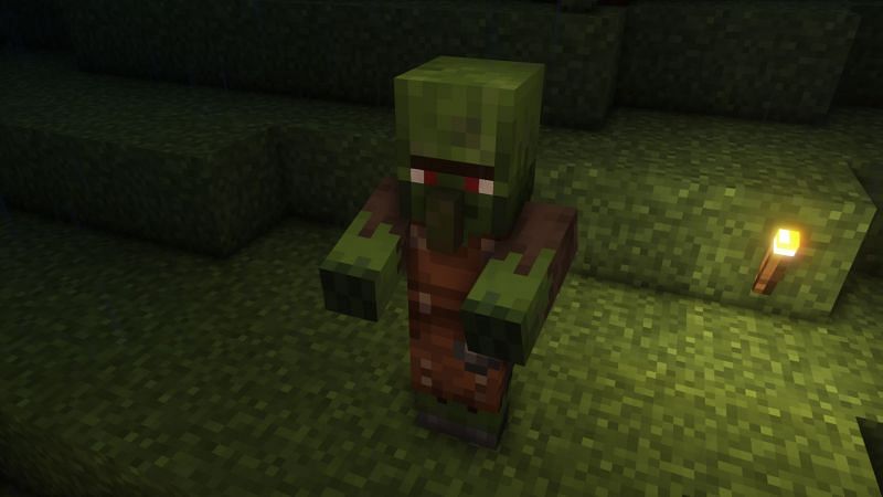 A zombie villager can be cured using a splash potion of weakness and a golden apple (Image via Minecraft)