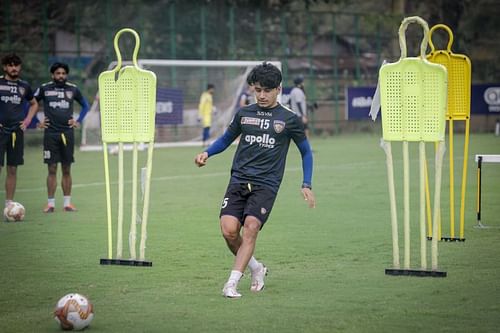 A file photo of Chennaiyin FC's Anirudh Thapa during a training session.