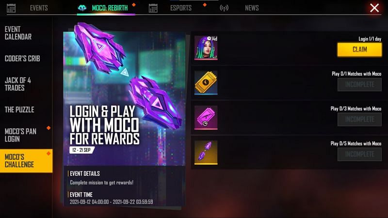 You need to press the claim button beside the item to get the rewards (Image via Free Fire)