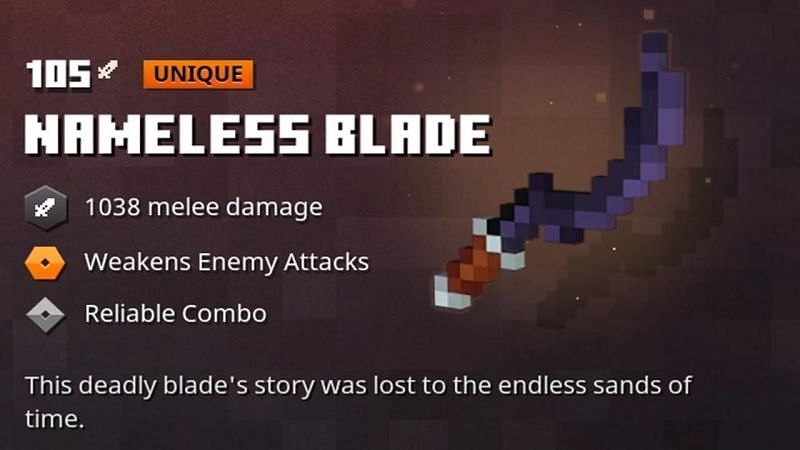 The Nameless Blade has good stats and can make for a good combo weapon. (Image via Mojang)