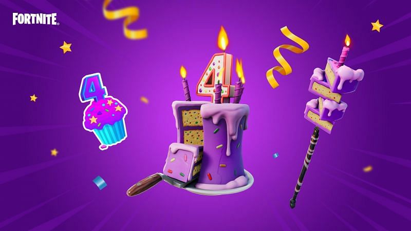 Fortnite&#039;s 4th birthday party is here and players can attend it to earn multiple free rewards (Image via Epic Games)