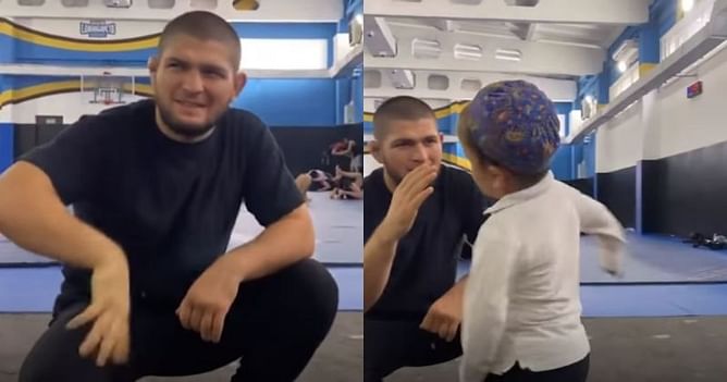 Watch: Khabib Nurmagomedov humors Hasbulla Magomedov by taking a punch from him