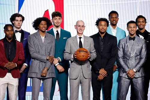 2021 NBA Draft - Adam Silver with some of the leagues newest rookies