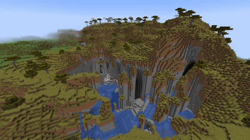 A mountain in the savannah biome (Image via Minecraft)