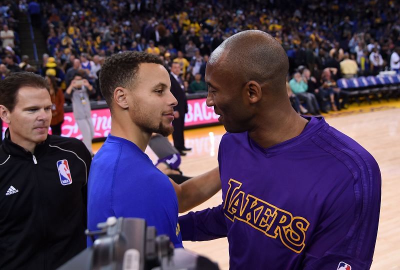 Kobe Byrant (right) with Stephen Curry (left)