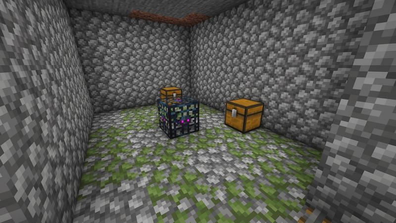 A dungeon with two loot chests (Image via Minecraft)