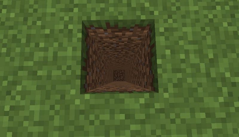 Cave um buraco (retratado via Minecraft)