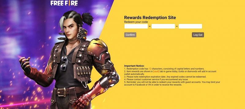 Gamers can paste the respective redeem code to get the rewards (Image via Free Fire)