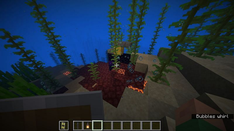 An underwater ruined portal (Image via Minecraft)