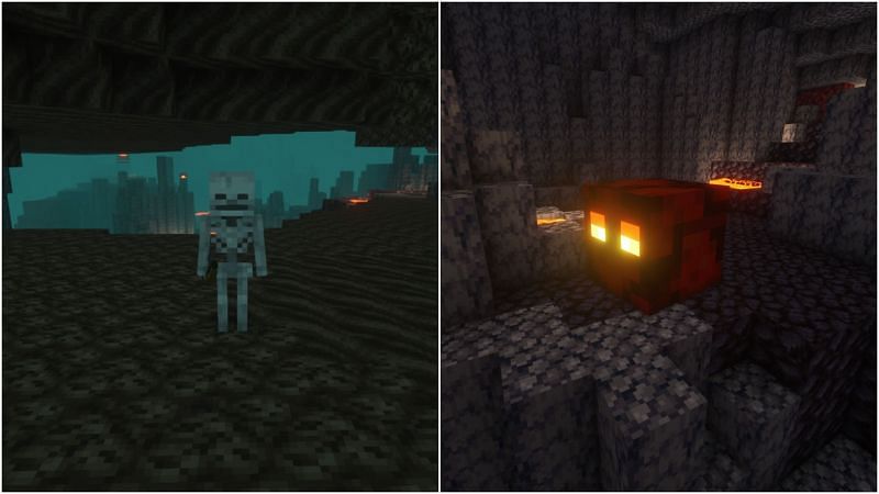 A skeleton and a magma cube (Image via Minecraft)