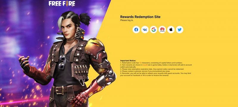 Users have to sign in to the Rewards Redemption Site (Image via Free Fire)