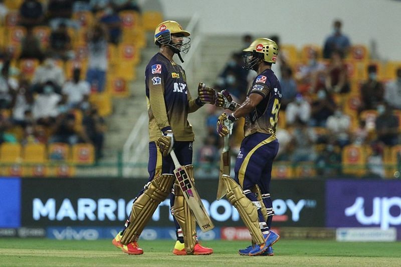 Venkatesh Iyer (left) and Rahul Tripathi smashed the MI bowlers. (Image Courtesy: IPLT20.com)