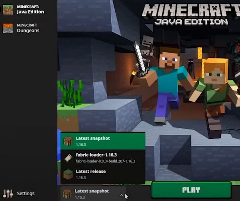 Players should be sure to select the Fabric loader option in the Minecraft launcher menu (Image via The Breakdown, YouTube)