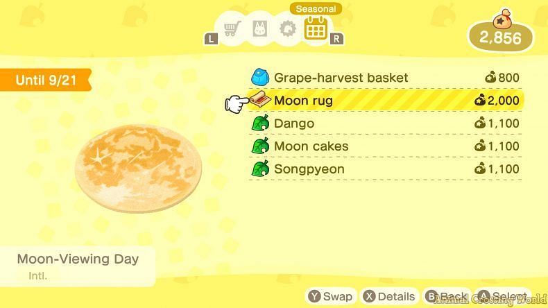Moon rug costs 2,000 bells (Image via Animal Crossing world)