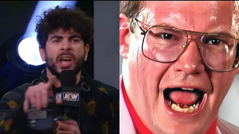 Collage of AEW CEO Tony Khan and Jim Cornette