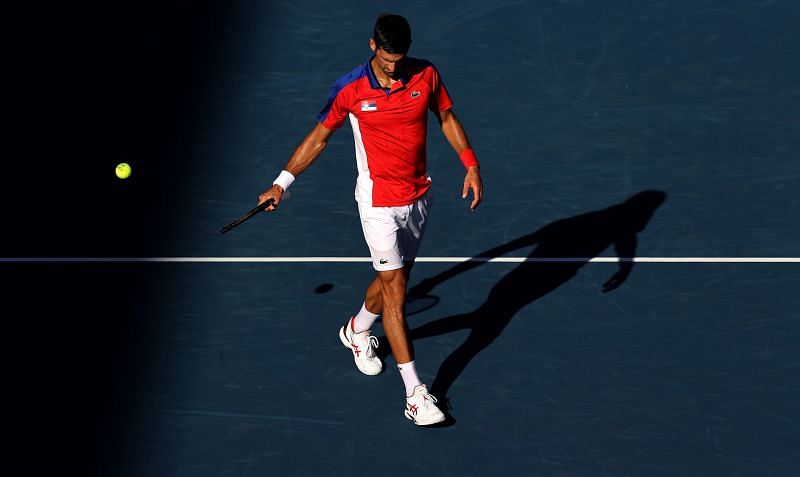 Novak Djokovic in action in the Tokyo Olympics