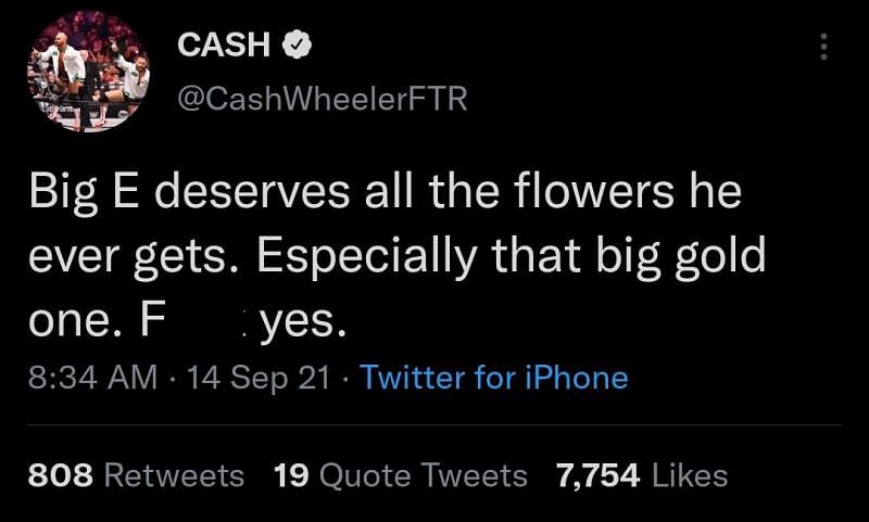 Cash Wheeler breaks character with a heartfelt message.