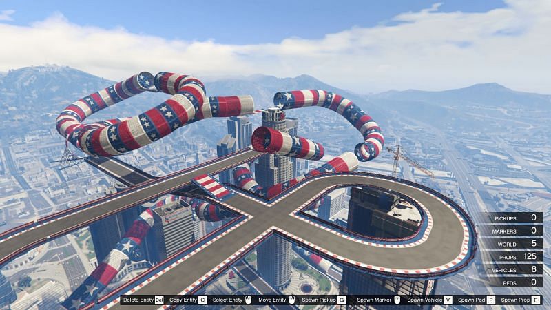 The circuit for Maze Bank Ascent Stunt Race in GTA Online (Image via Rockstar Games)
