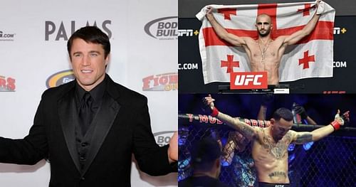 Chael Sonnen (left), Giga Chikadze (top right) & Max Holloway (bottom right)