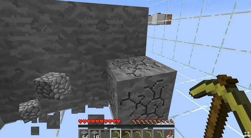 Golden pickaxes will break through most blocks faster than diamond ones, but will break easily. (Image via Minecraft)