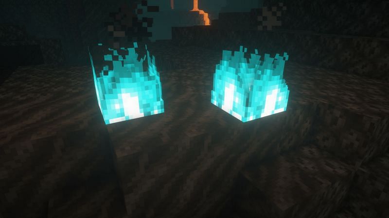 Soul fire in the game (Image via Minecraft)