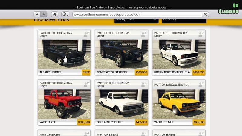 gta 5 southern san andreas super autos car list