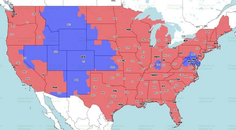 CBS Coverage Map for the late games of NFL Week 4