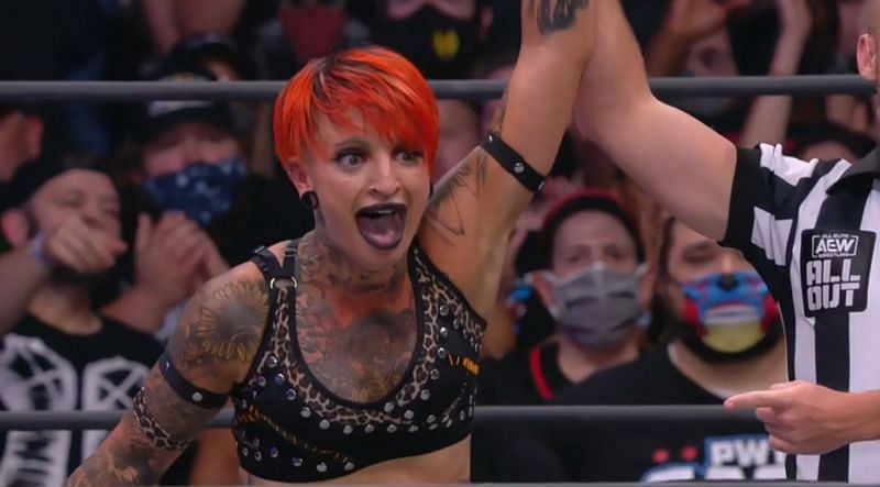 Ruby Soho after winning the Casino Battle Royale in her AEW debut.