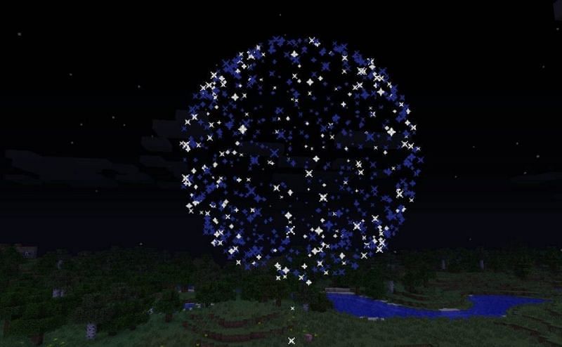 Minecraft fireworks can put on quite the show, depending on the color, variation, height and duration (Image via Minecraft)