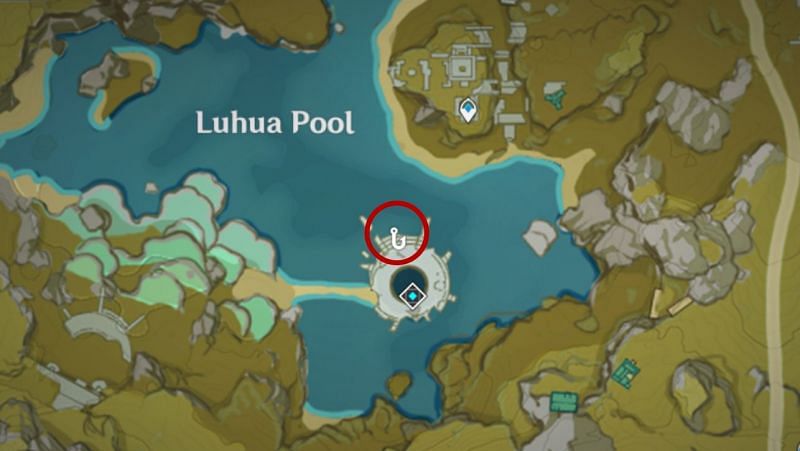 Golden and Rusty Koi location in Luhua Pool (Image via Genshin Impact)