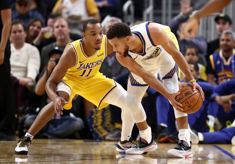 Avery Bradley guarding the Warriors' Stephen Curry [Source: USA Today]