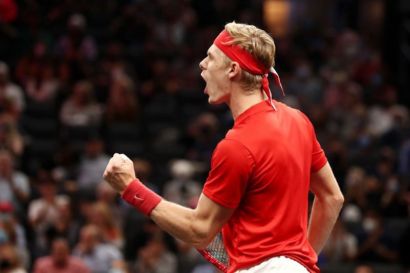 Denis Shapovalov during his doubles match at the 2021 Laver Cup