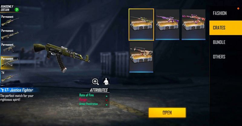 1x Justice Fighter Weapon Loot Crate (Image via Free Fire)