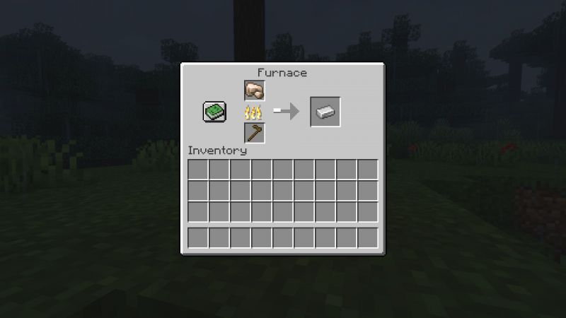 Smelting raw iron using a wooden hoe (Image via Minecraft)