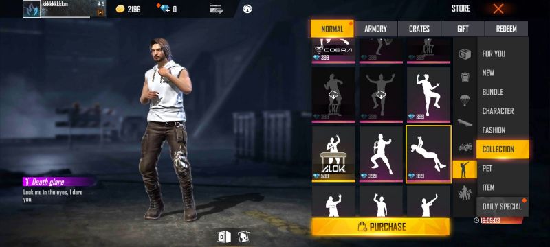 Death Glare emote in Free Fire (Image via ff.garena.com)