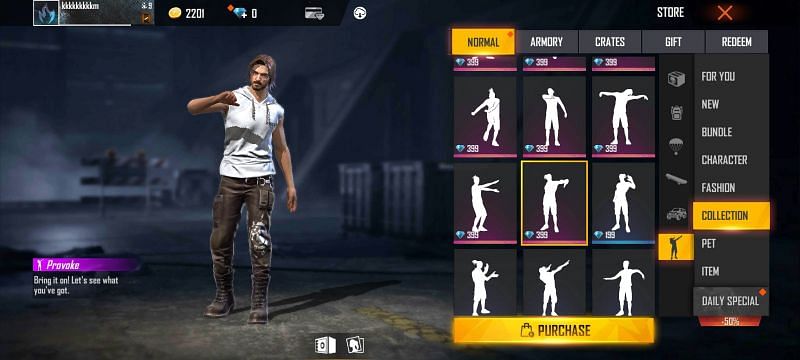 Provoke emote in Free Fire (Image via ff.garena.com)