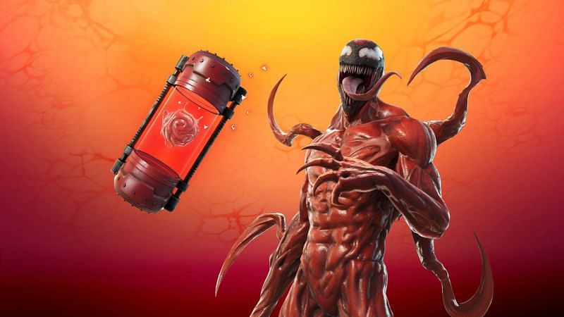 The Carnage Symbiote Mythic weapon is available through various in-game canisters (Image via Snipex/Twitter)
