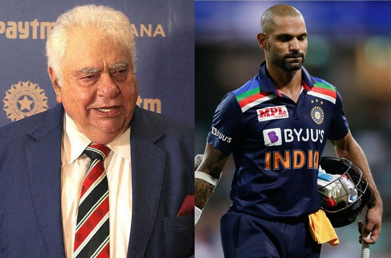 (L to R) Former Indian cricketer, Farokh Engineer, and Shikhar Dhawan