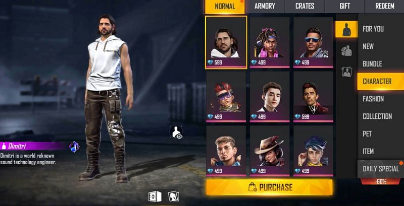 Purchase the desired character (Image via Free Fire)