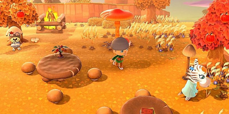 The vibrant oranges of October in Animal Crossing: New Horizons (Image via Nintendo)