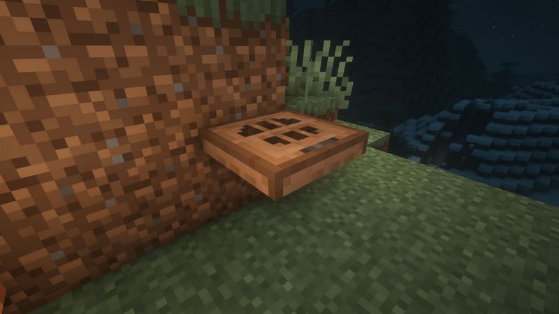 An open jungle trapdoor (Image via Minecraft)