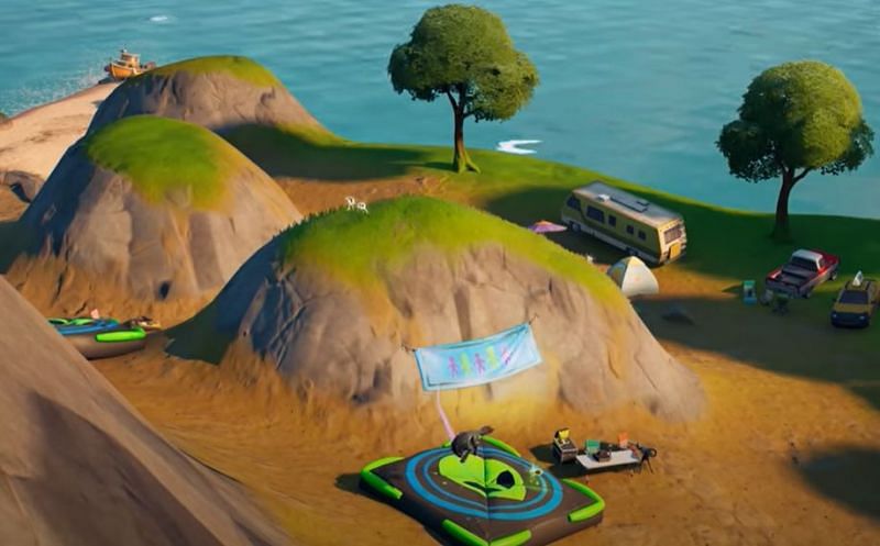 New Party Site location in Fortnite Chapter 2 Season 8 (Image via PlayStationGrenade/YouTube)