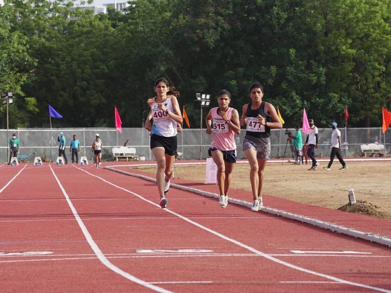 Parul Chaudhary winning the women&#039;s 5,000m event at the National Open Athletics Championship.