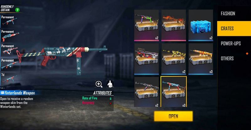 Winterlands Weapon Loot Crate is the reward for the Europe server code (Image via Free Fire)