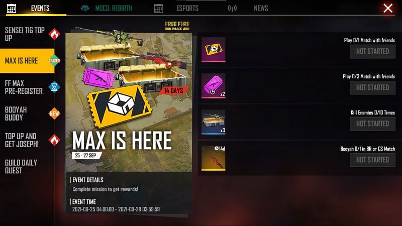 Players can click on the claim button to attain the rewards (Image via Free Fire)