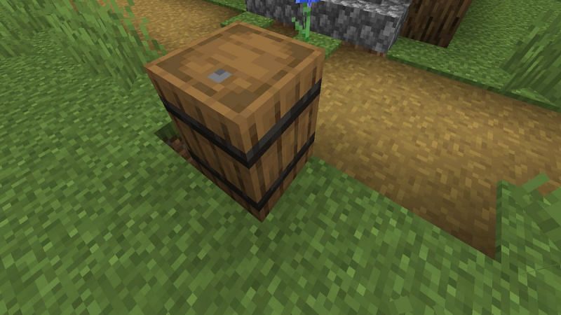 Los barriles se pueden fabricar fácilmente en Minecraft y pueden interactuar de formas interesantes fuera de su uso para almacenamiento (Imagen a través de Mojang)