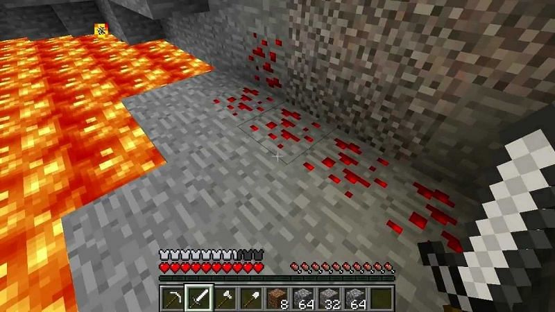 Minerais Redstone (imagem via YouTube via mcspotlights)