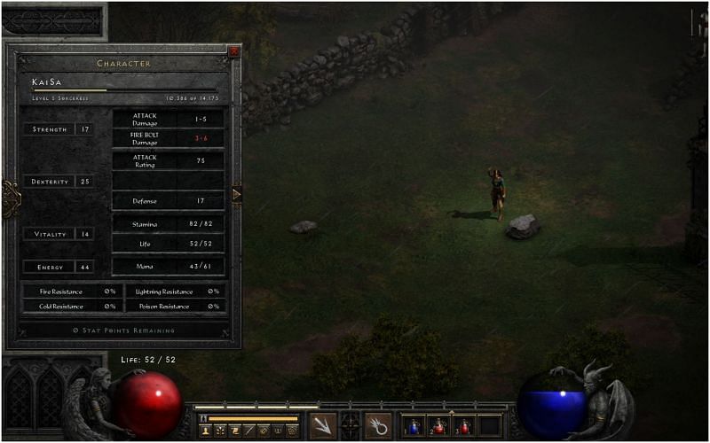 The character skill tree for players is very simple and easy to understand (Image via Diablo II: Resurrected)