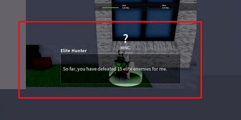 The Elite Hunter NPC in Blox Fruits (Image via Roblox Corporation)