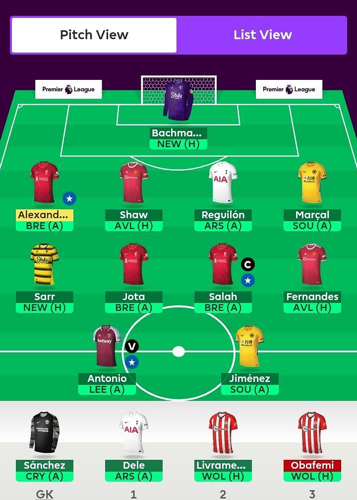 Suggested FPL Team for Gameweek 6